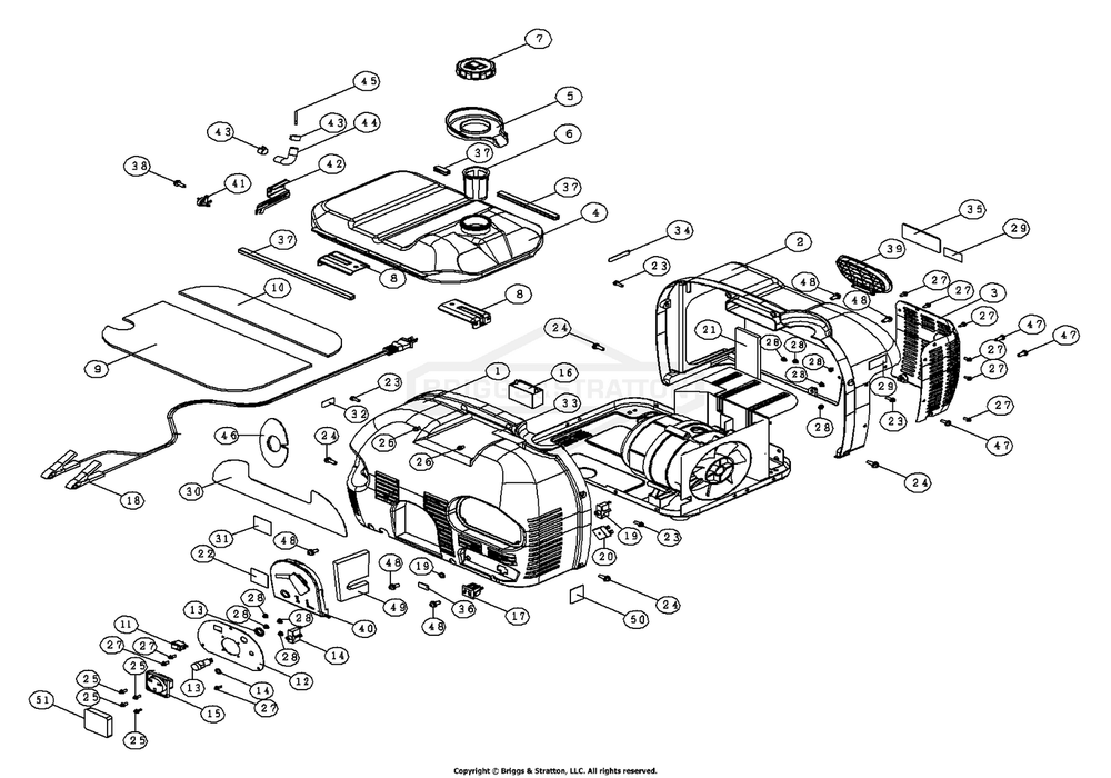 Enclosure Diagram and Parts List for 1715-0  Briggs and Stratton Generator